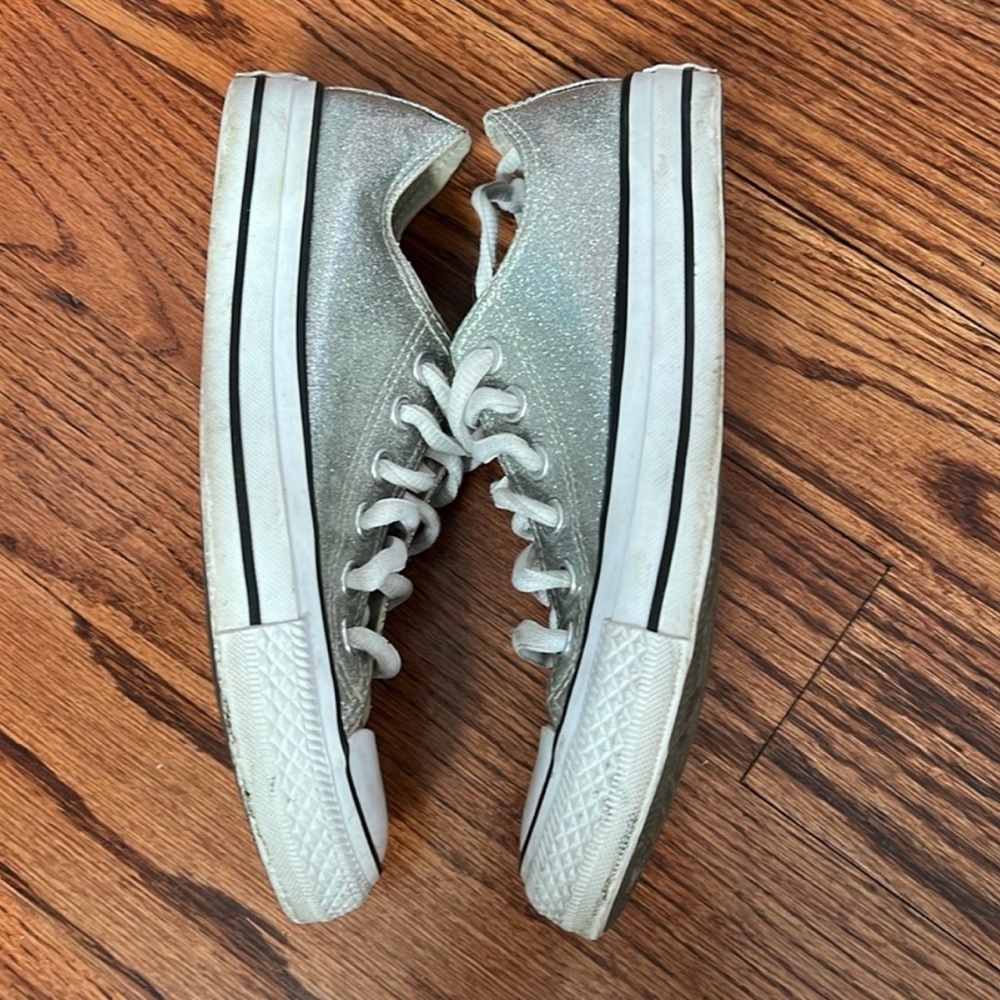 Converse Silver Metallic Low-Top Sneakers - Women's - Picture 4 of 9